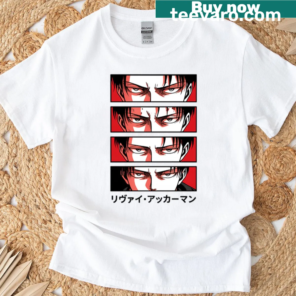 Oversized T-shirt featuring Levi Ackerman design — on a men's t-shirt