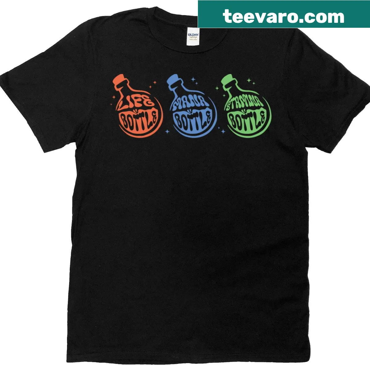 Bold typography design featuring the phrase 'Life Bottle.' — on a men's t-shirt