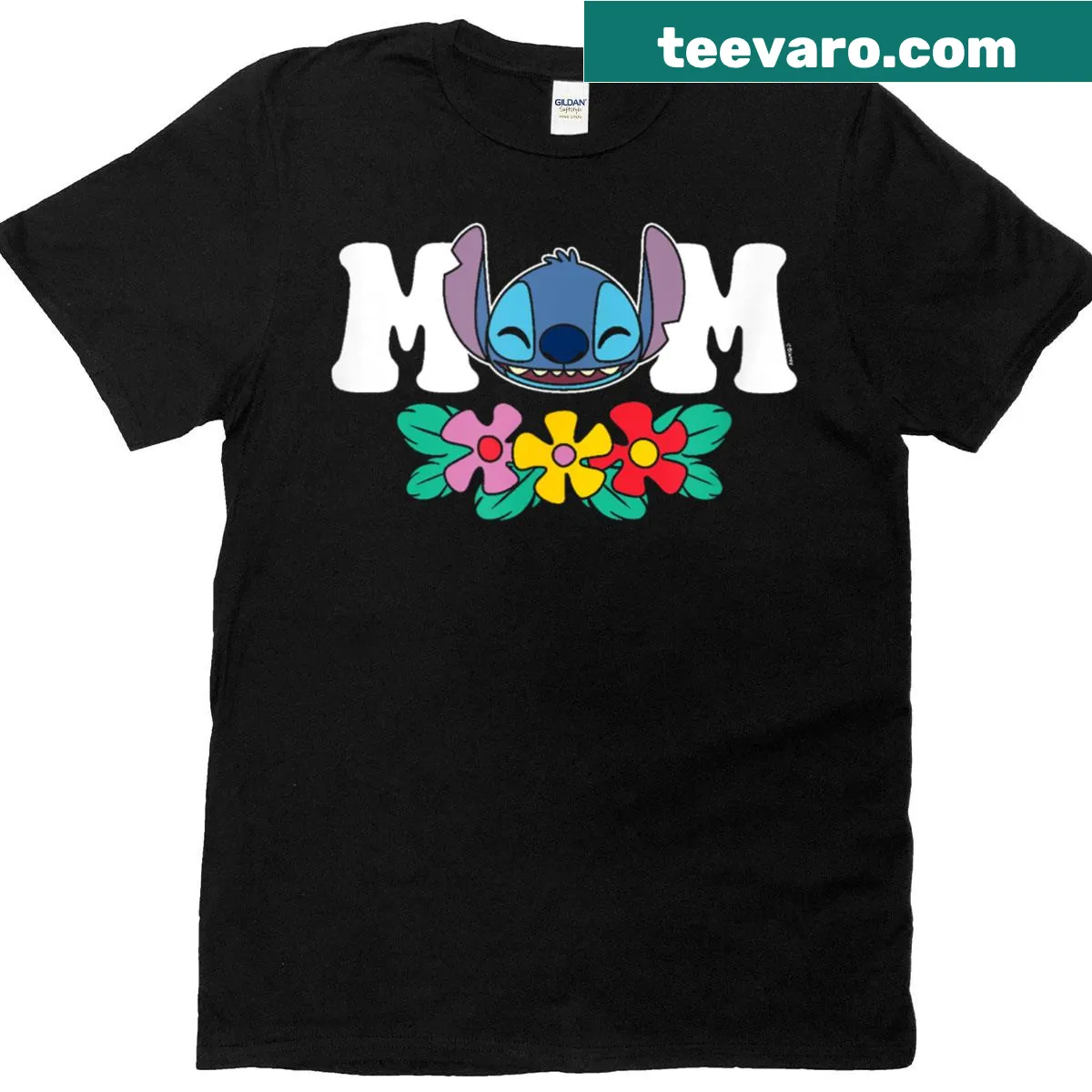 Lilo and Stitch floral design t-shirt for moms. — on a men's t-shirt