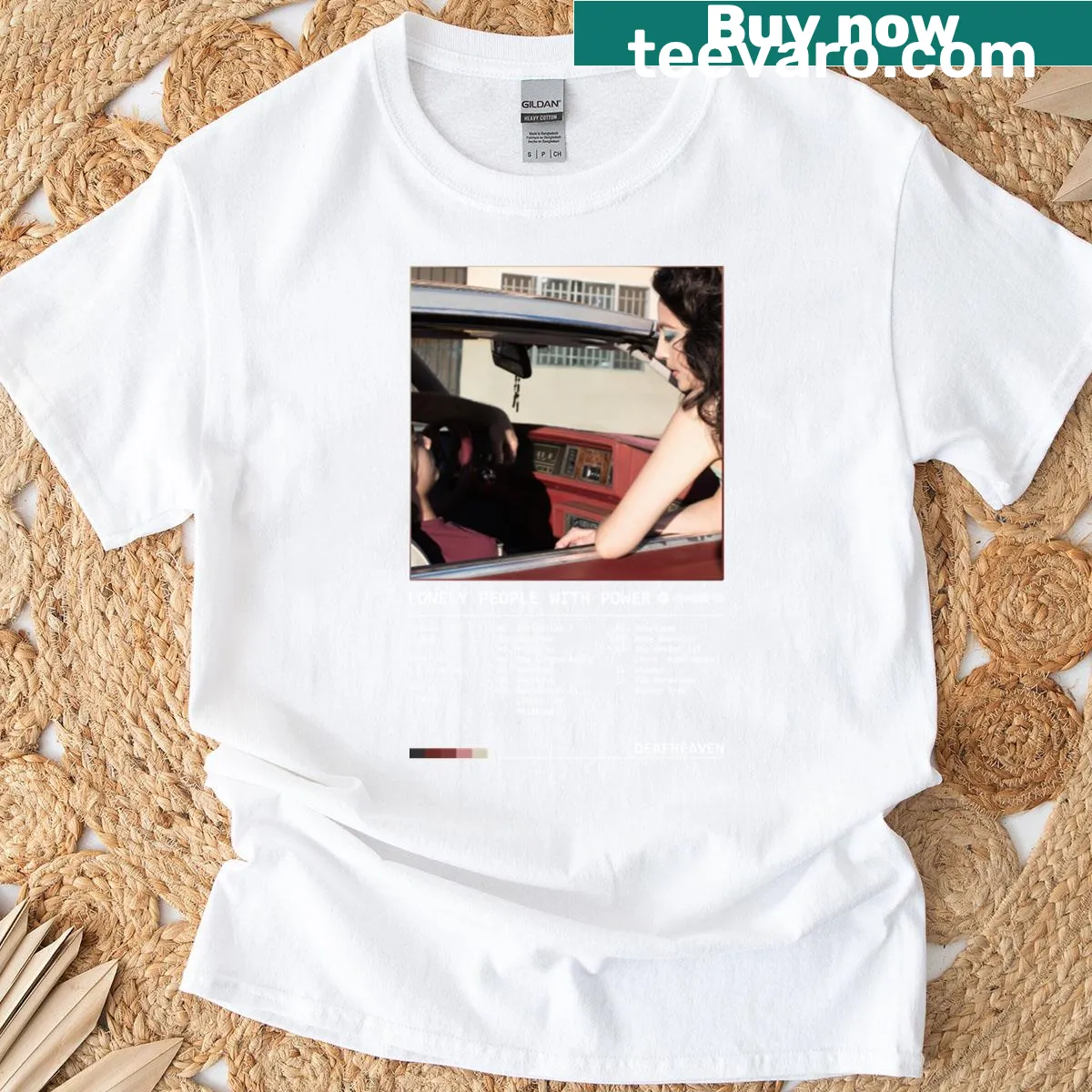 T-shirt with the phrase 'Lonely People With Power 2025' in an edgy illustration style — on a men's t-shirt