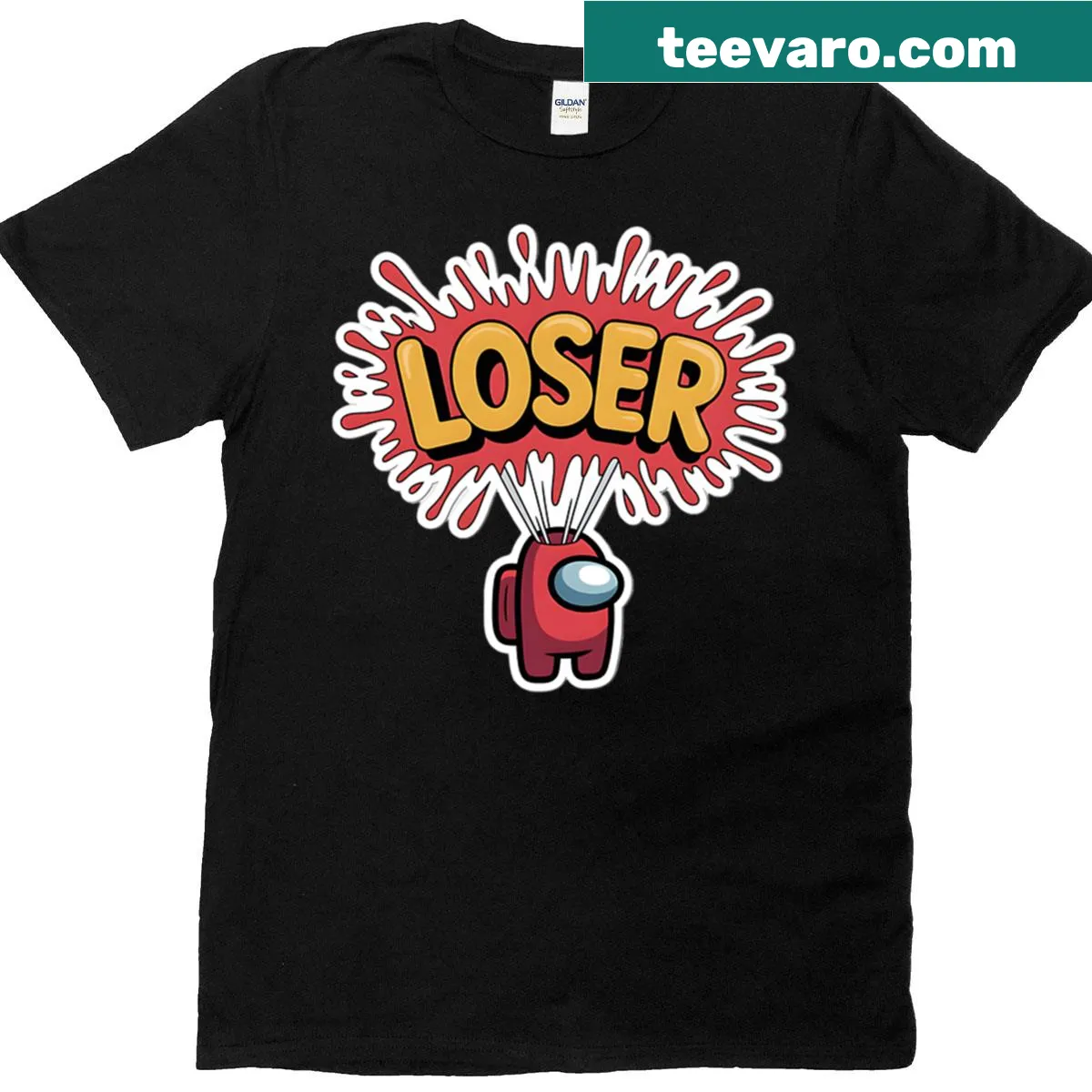 Humorous Among Us character t-shirt labeled 'Loser.' — on a men's t-shirt