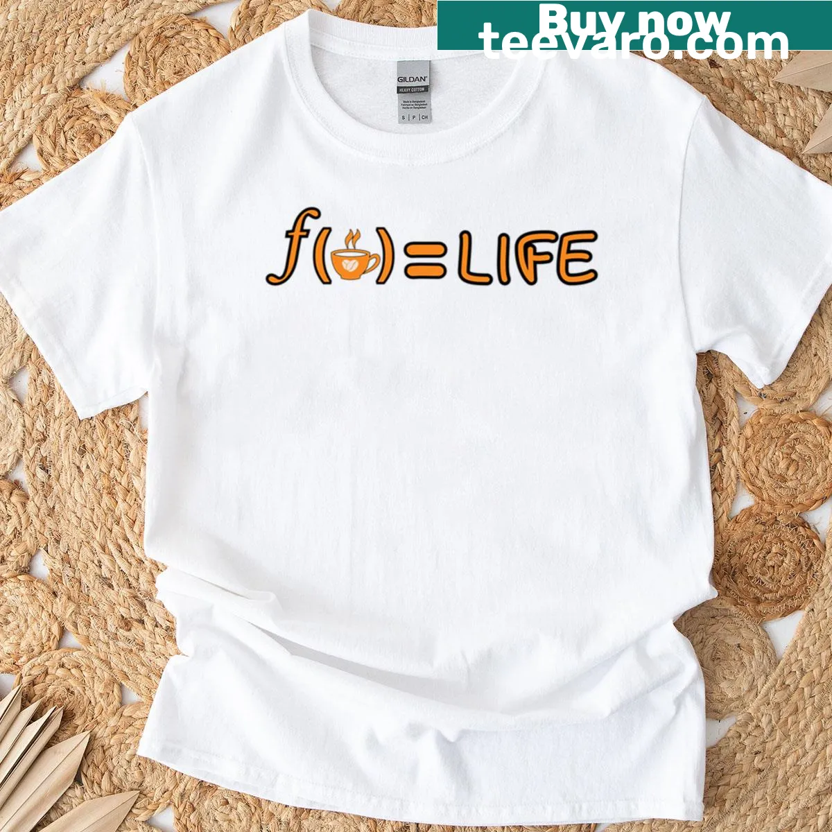 Oversized t-shirt with playful text 'Fcoffee Life' — on a men's t-shirt