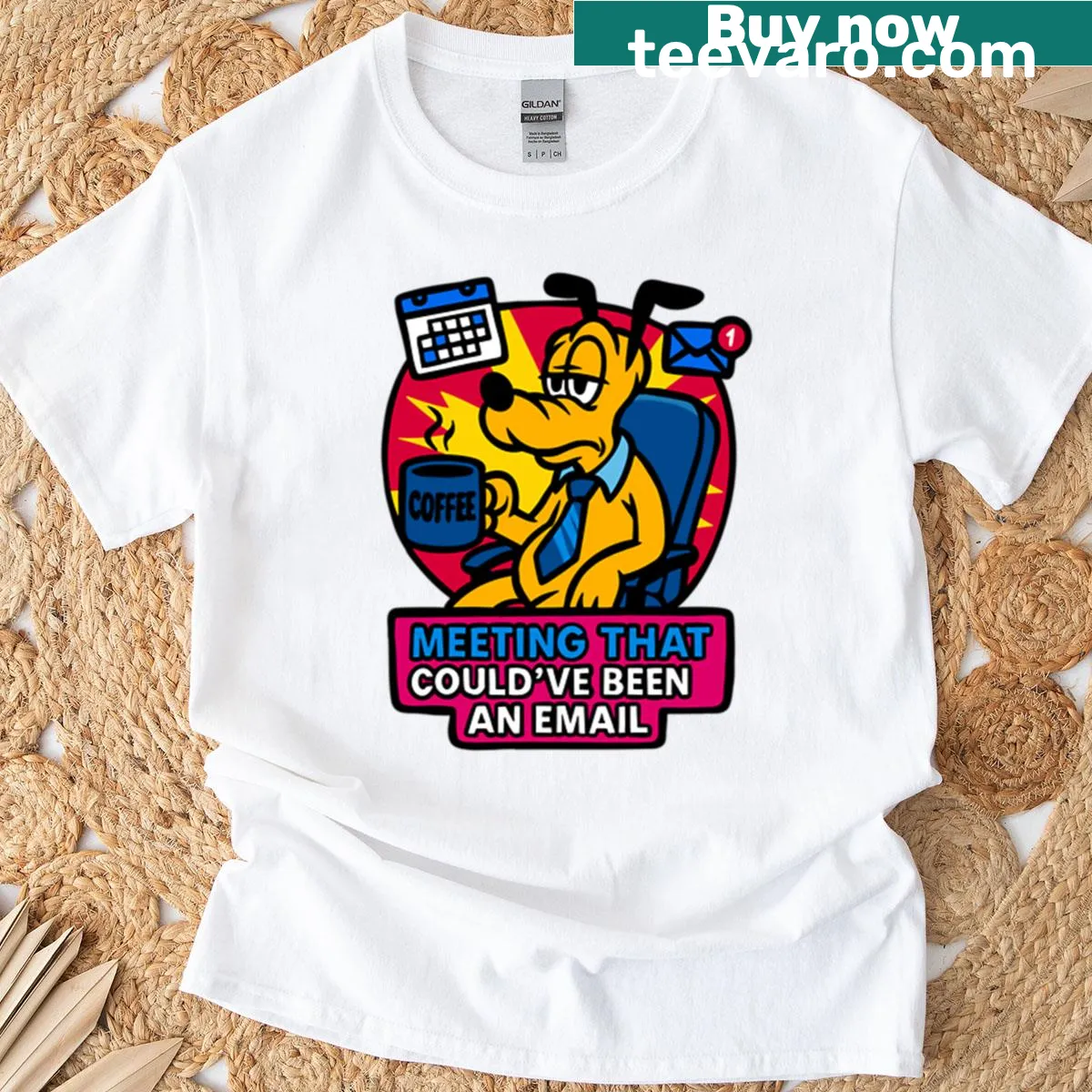 T-shirt featuring the phrase about unnecessary meetings — on a men's t-shirt