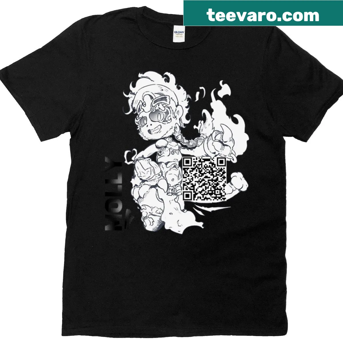 Oversized T-shirt with minimalist line art and QR code — on a men's t-shirt