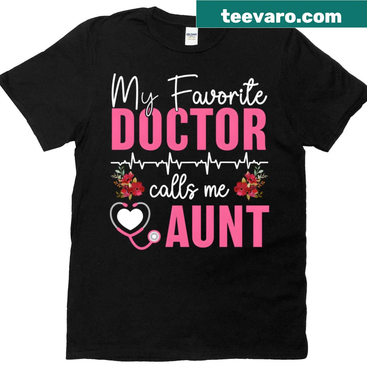 Sentimental T-shirt for aunts with text about being a favorite aunt and doctor. — on a men's t-shirt