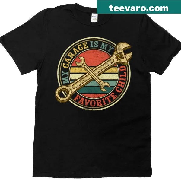 Vintage T-shirt with funny text about a dad's love for his garage.