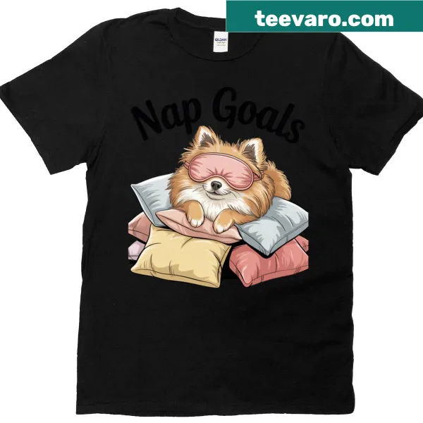 T-shirt with text 'Nap Goals' celebrating Pomeranians