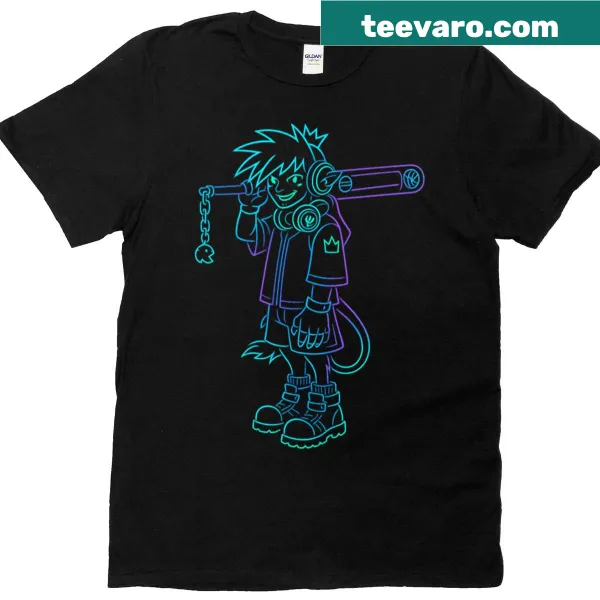 Oversized t-shirt featuring neon design with abstract shapes