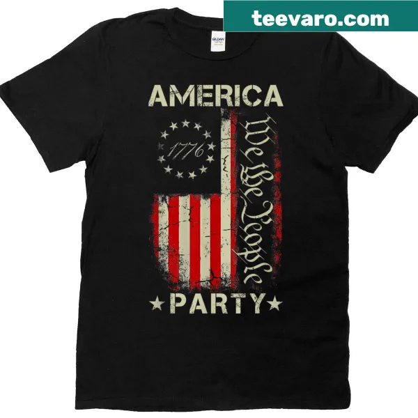 Front text design promoting the New Party America on T-shirt
