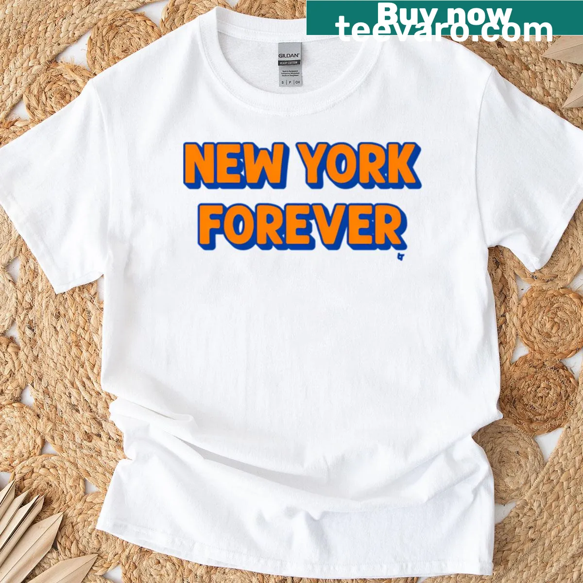Bold basketball-themed New York Forever t-shirt with emblematic graphics — on a men's t-shirt