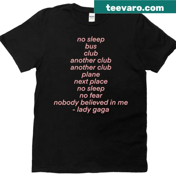 T-shirt celebrating membership in the 'No Sleep Bus Club'