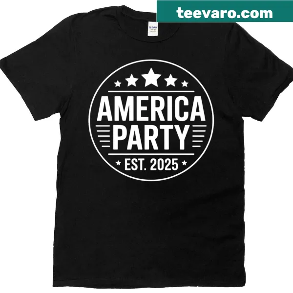T-shirt promoting the 2025 America Party with bold graphic