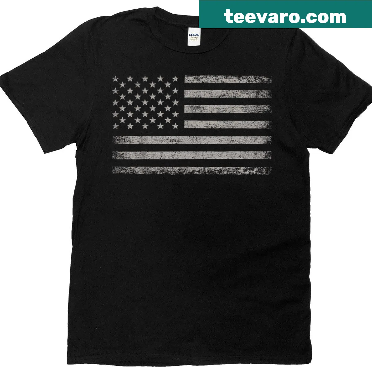 Unisex t-shirt with USA flag design for the Fourth of July — on a men's t-shirt
