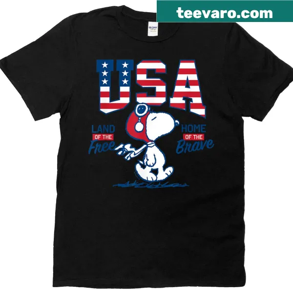 Snoopy in a patriotic pose graphic on T-shirt