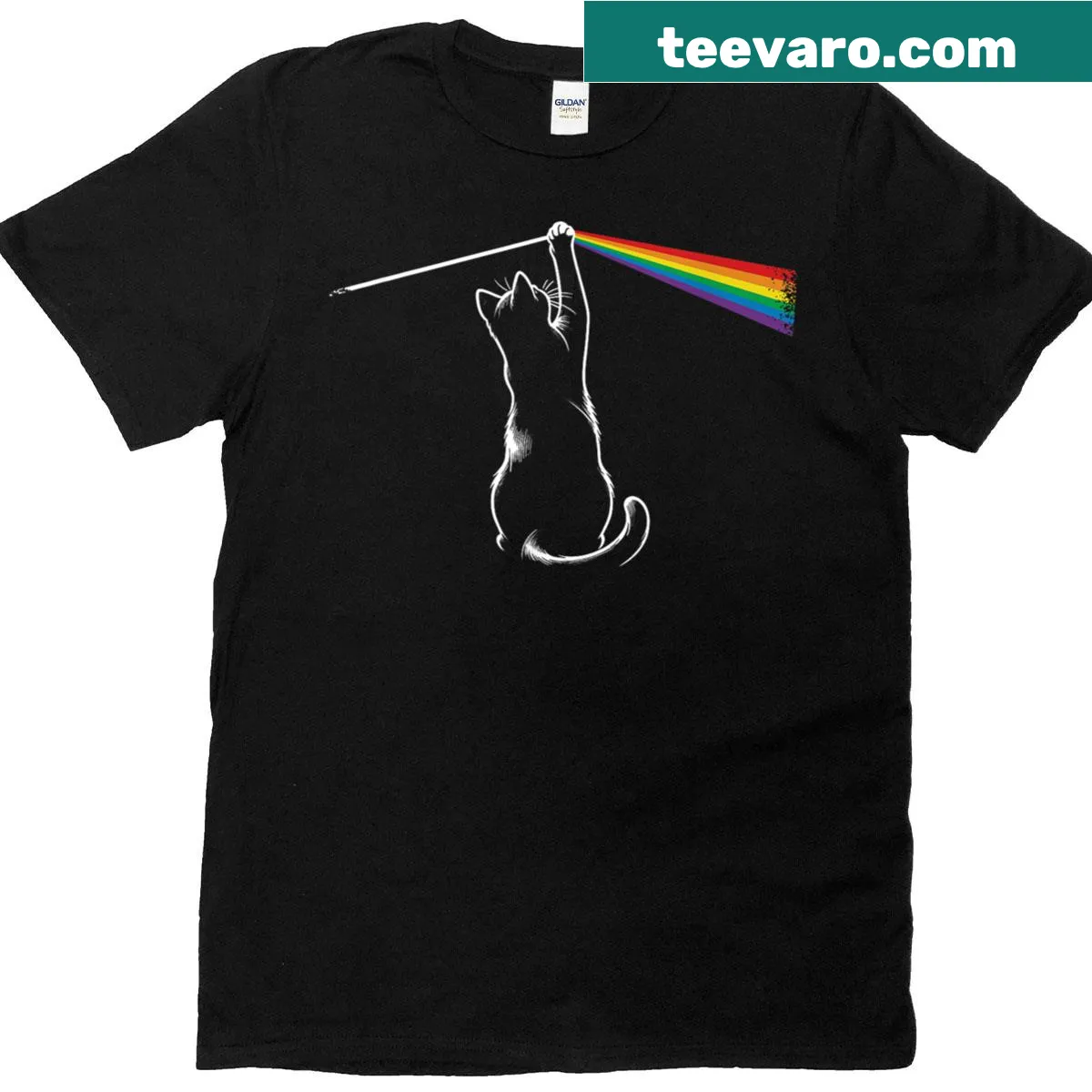 Humorous T-shirt with cat illustrations and playful text — on a men's t-shirt