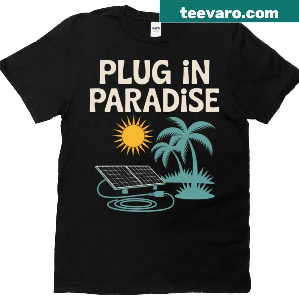Electrician pride T-shirt with beach-themed graphic