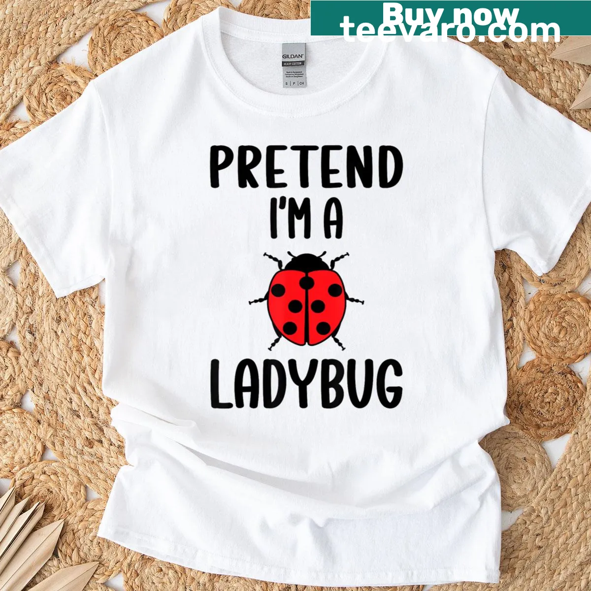 Funny T-shirt with ladybug graphic for Halloween — on a men's t-shirt