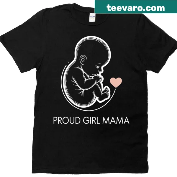 Text design announcing 'Proud Girl Mama' for new moms