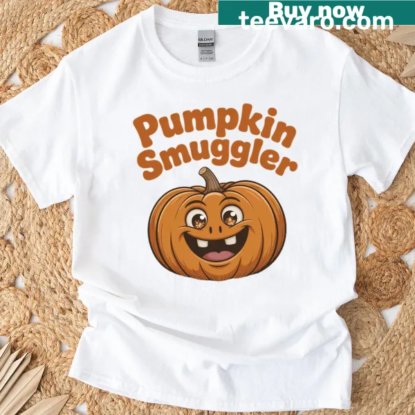 Funny maternity t-shirt with pumpkin smuggler text