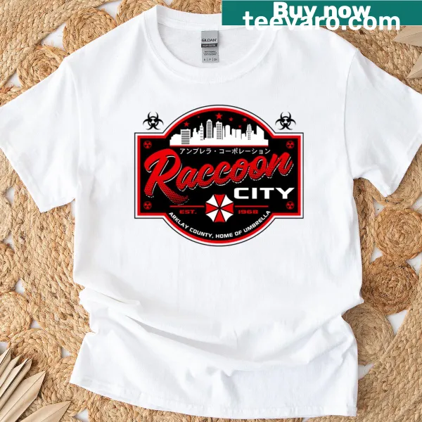 Resident Evil themed t-shirt featuring Raccoon City graphic
