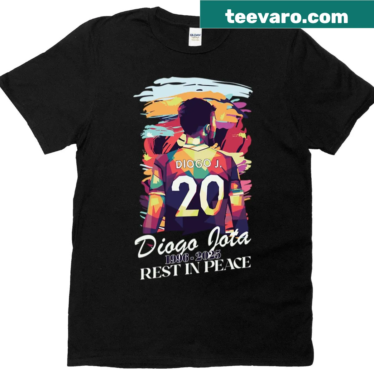Tribute T-shirt with RIP message for Diogo Jotta — on a men's t-shirt