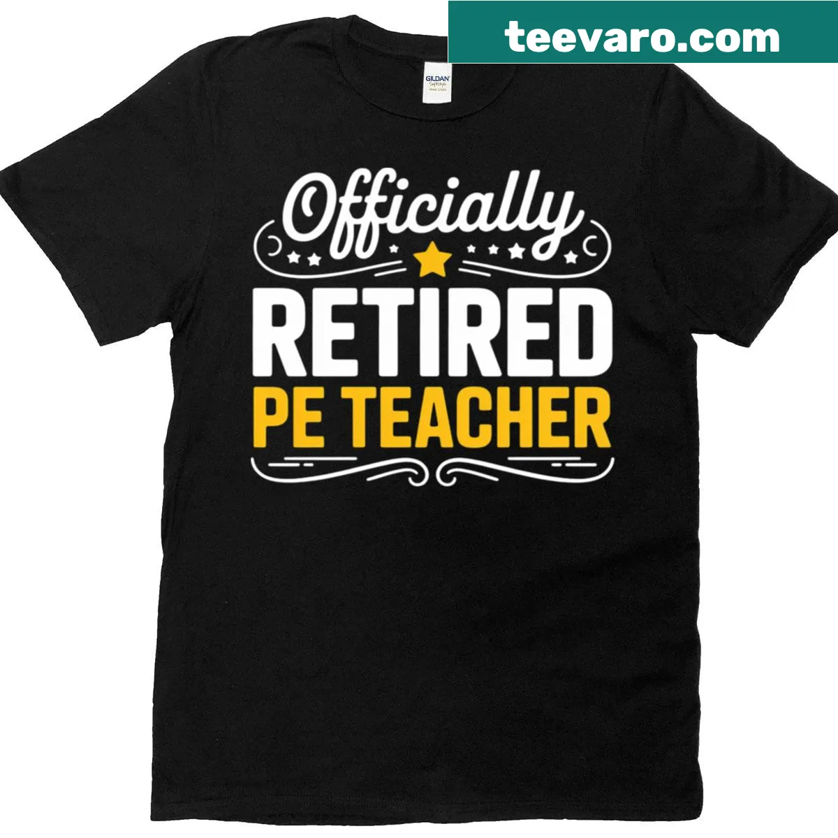 T-shirt celebrating retired PE teachers — on a men's t-shirt
