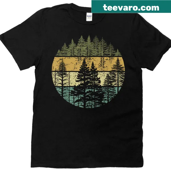Vintage graphic T-shirt featuring a serene forest trees design.