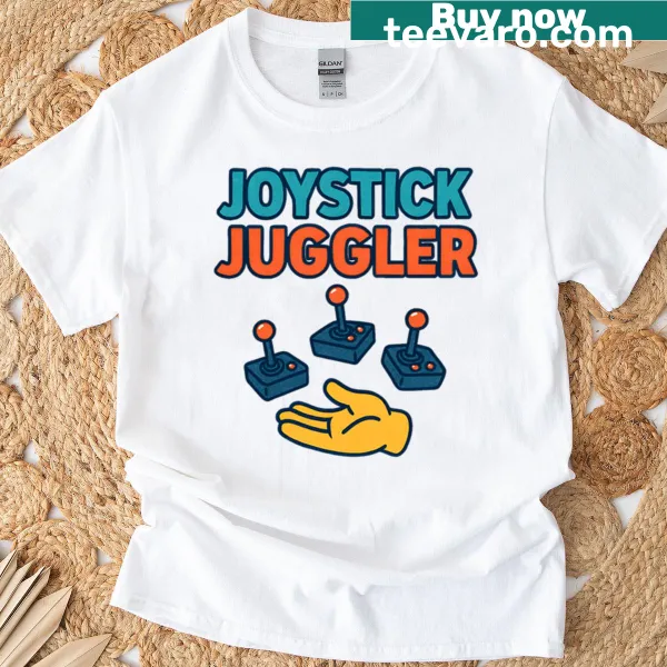 Funny retro arcade t-shirt featuring a joystick design