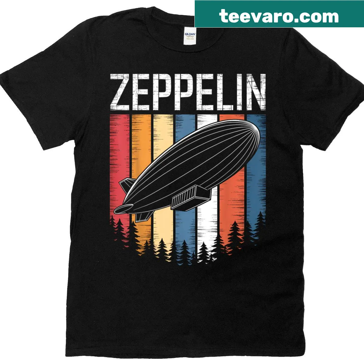 Vintage T-shirt featuring a retro Zeppelin illustration. — on a men's t-shirt