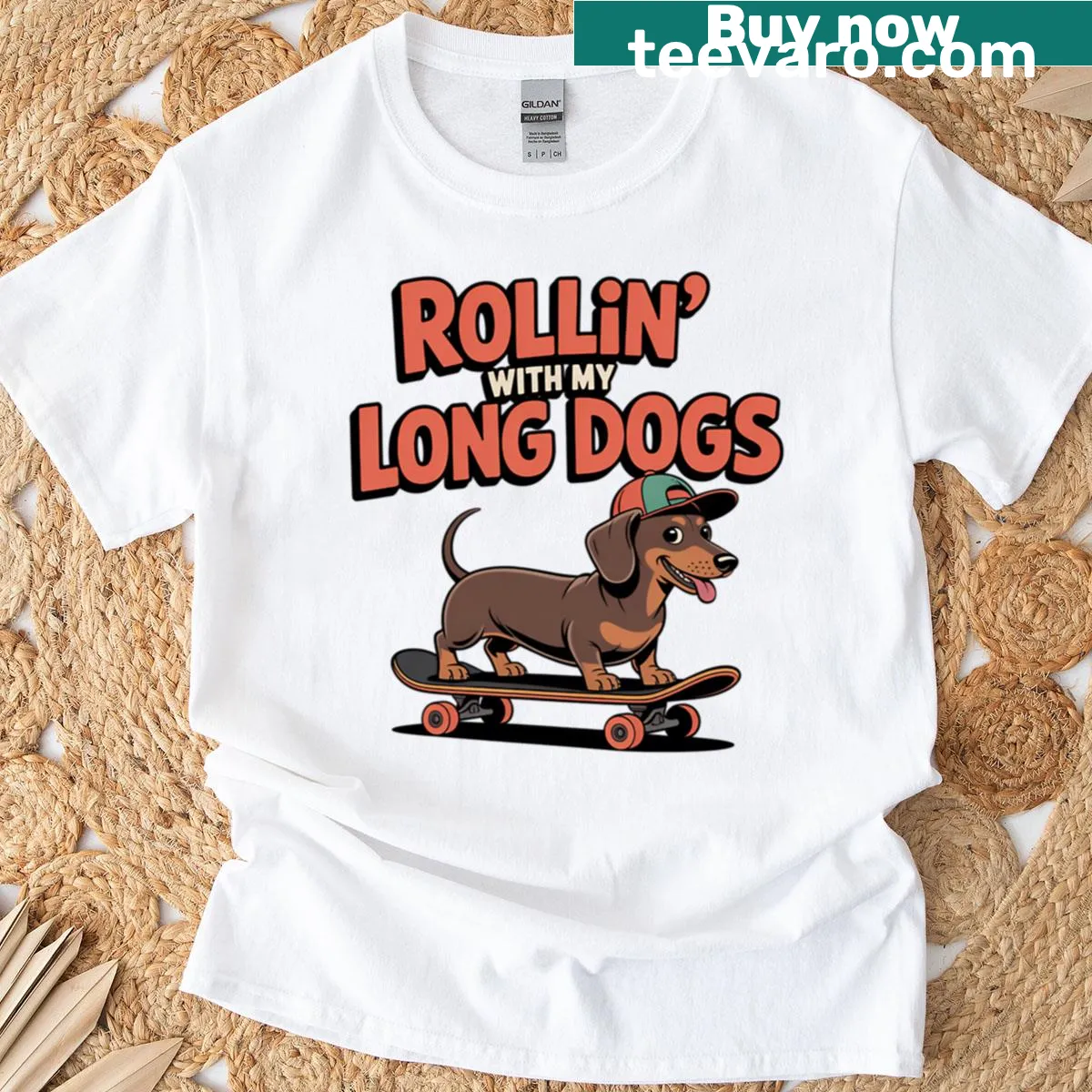 Typography design celebrating long dogs for dog lovers — on a men's t-shirt