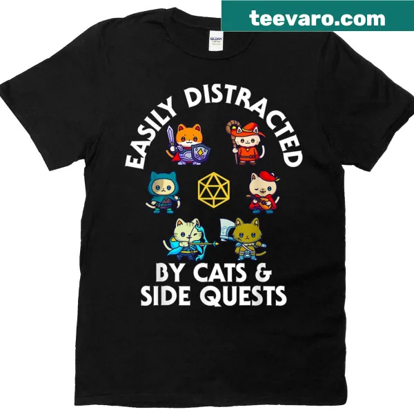 Funny t-shirt featuring 'Cats: Side Quest' design