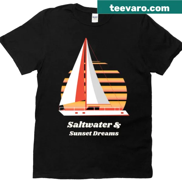 Illustrated beach sunset graphic t-shirt.