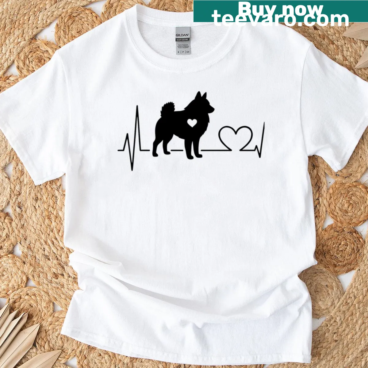 Illustration of a heartbeat and Schipperke silhouette on a T-shirt — on a men's t-shirt