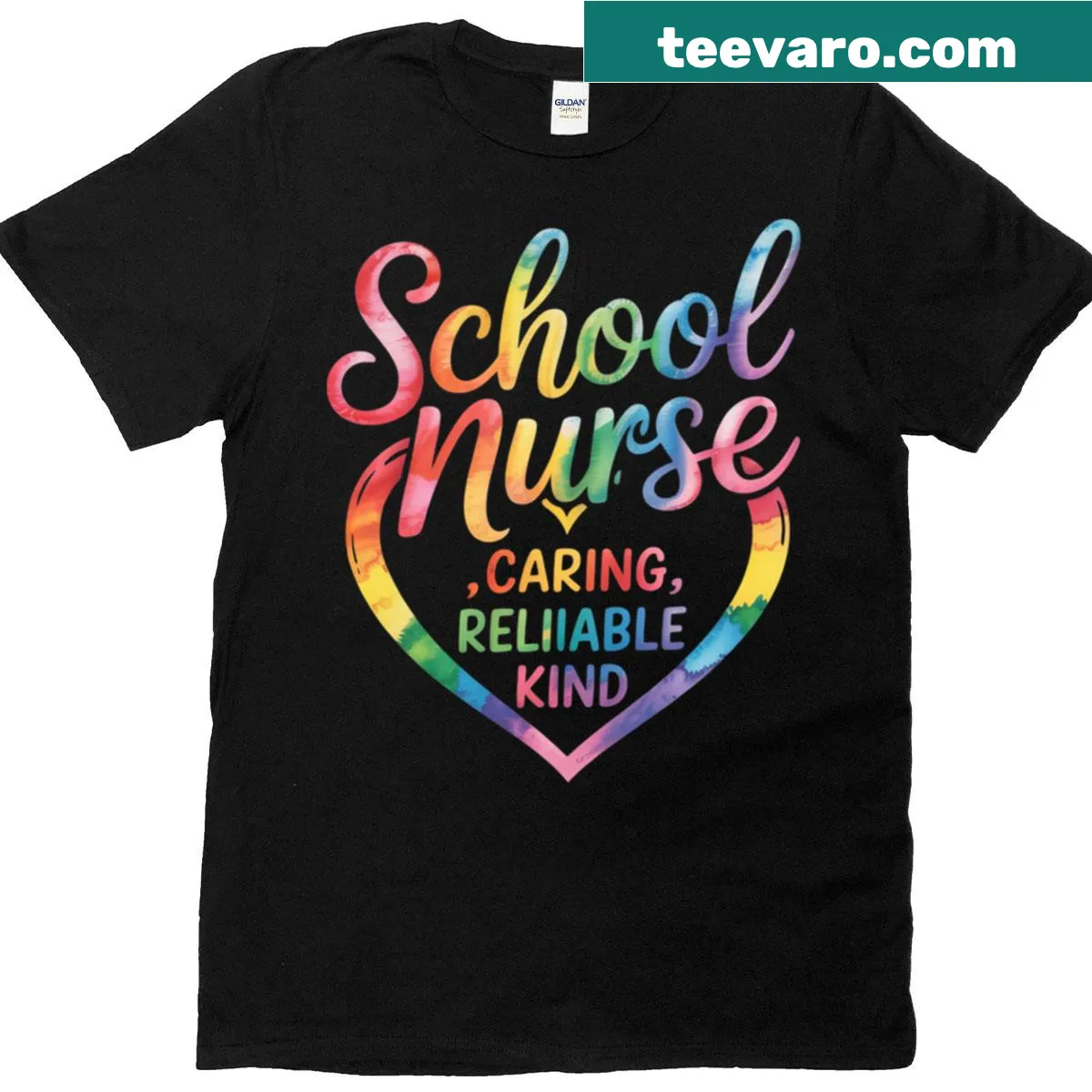Heart-themed T-shirt for school nurses featuring the word 'Nurse' — on a men's t-shirt