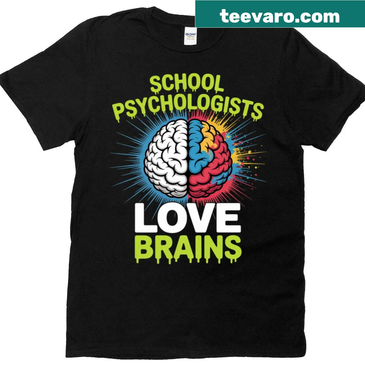 Humorous T-shirt for school psychologists featuring brain graphics — on a men's t-shirt
