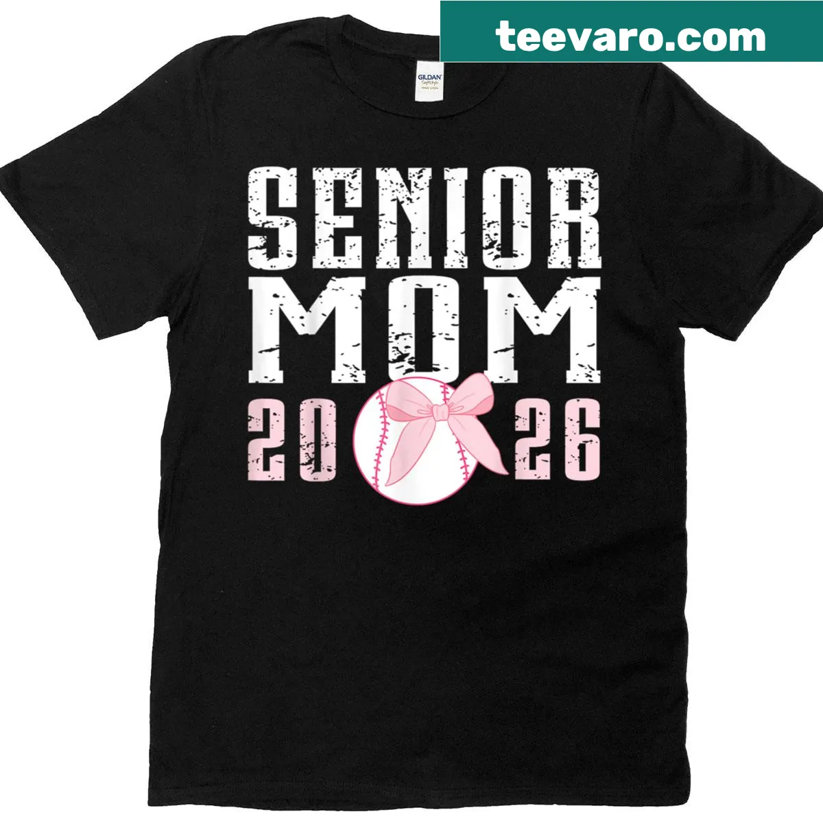 Class of 2026 T-shirt with baseball bow design — on a men's t-shirt