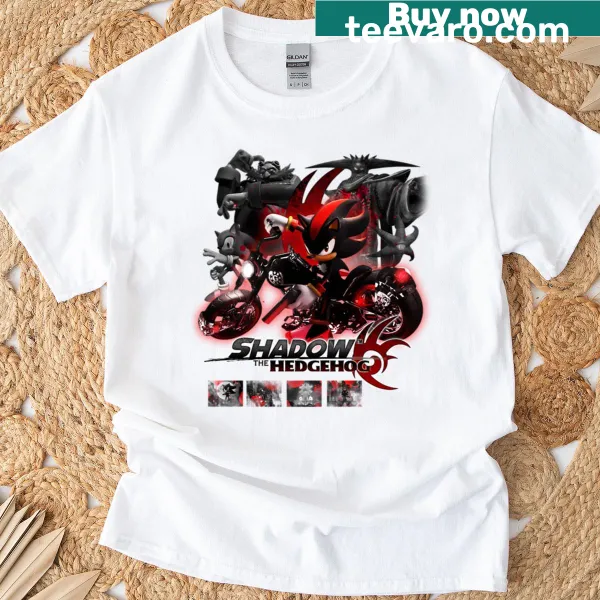 T-shirt featuring an illustration of Shadow the Hedgehog from Sonic