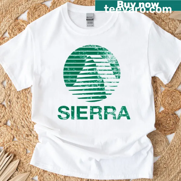 Minimalist Sierra design t-shirt with a faded graphic
