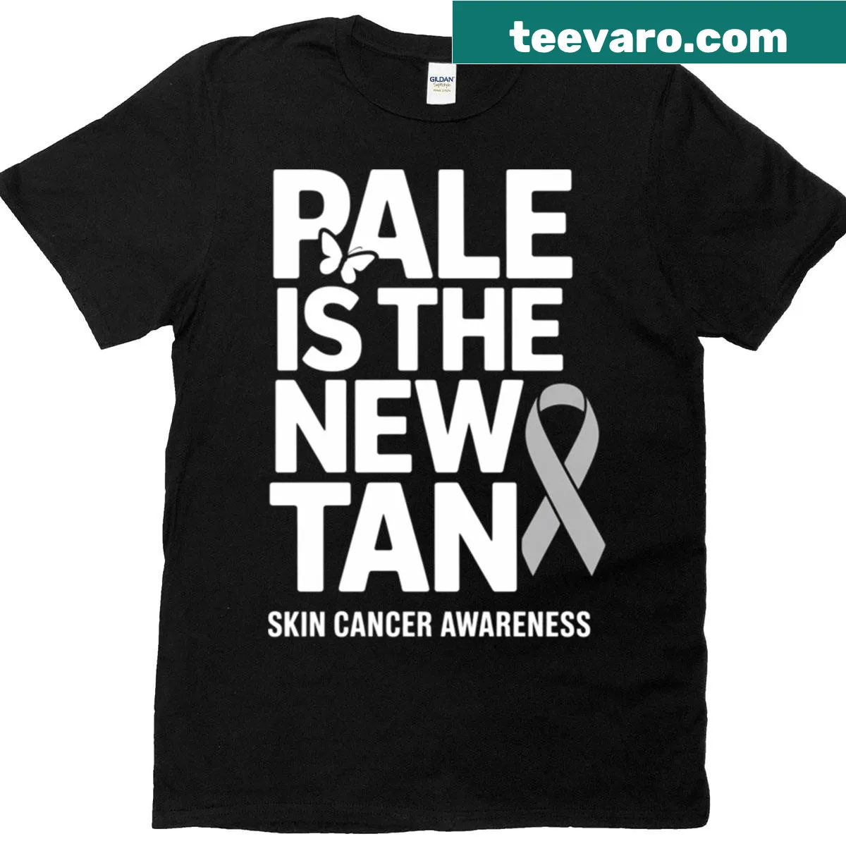 Awareness t-shirt for skin cancer featuring impactful typography — on a men's t-shirt