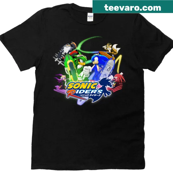 Dynamic Sonic Riders themed t-shirt with racing graphics