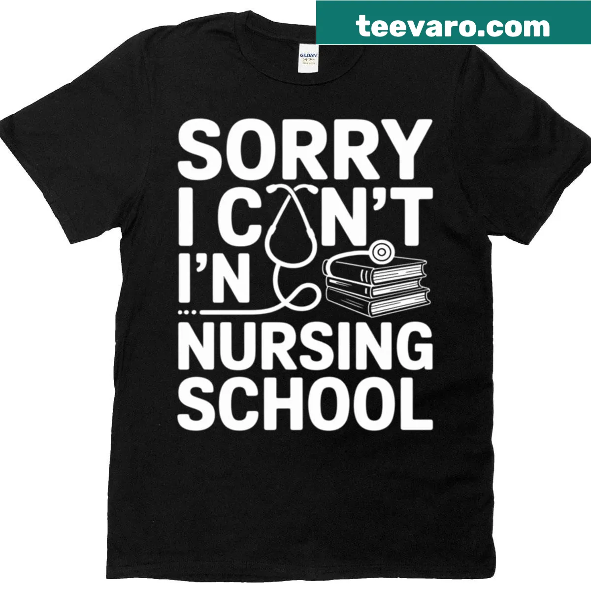 T-shirt for nursing students with books and stethoscope design — on a men's t-shirt
