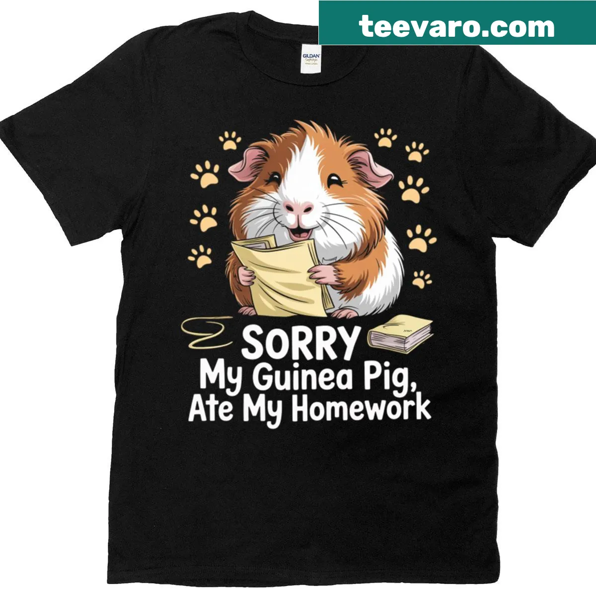 Fun T-shirt with a guinea pig and the phrase about homework for kids — on a men's t-shirt