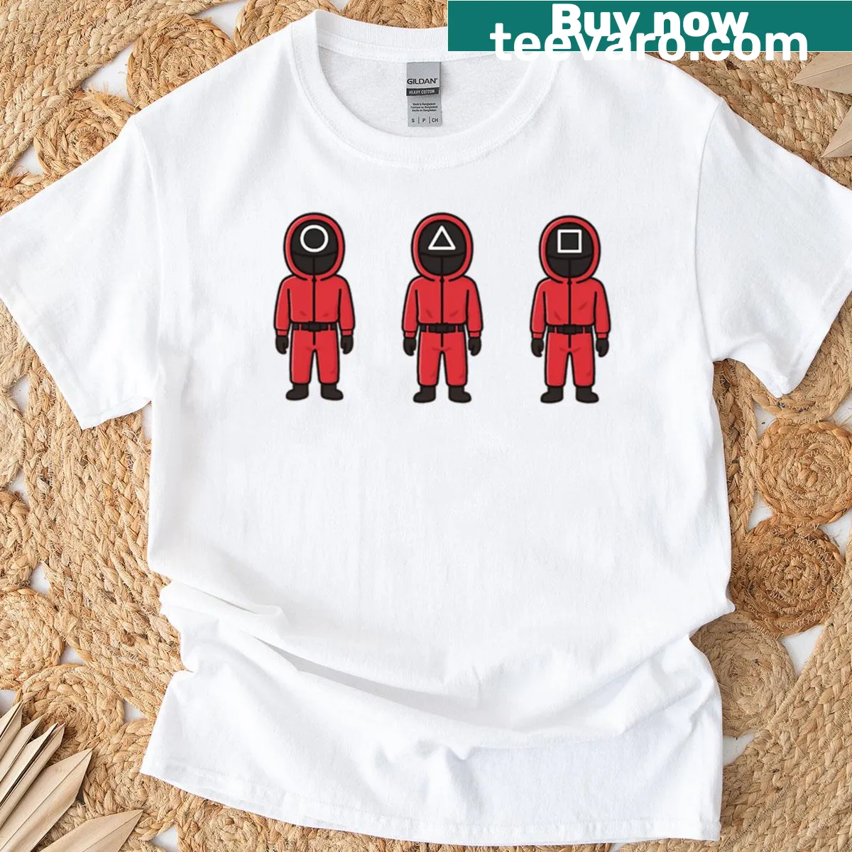 Graphic Squid Game Guard T-shirt — on a men's t-shirt