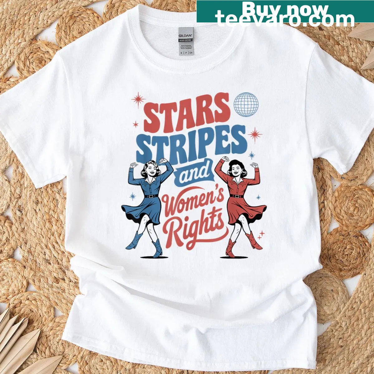 Empowering t-shirt celebrating independence and women's rights for the Fourth of July. — on a men's t-shirt