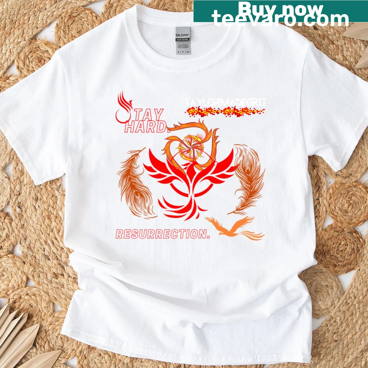 Inspirational 'Stay Hard - Resurrection' T-shirt — on a men's t-shirt