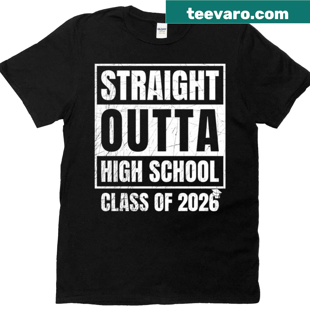 Funny graduation T-shirt for Class of 2026 with bold text — on a men's t-shirt
