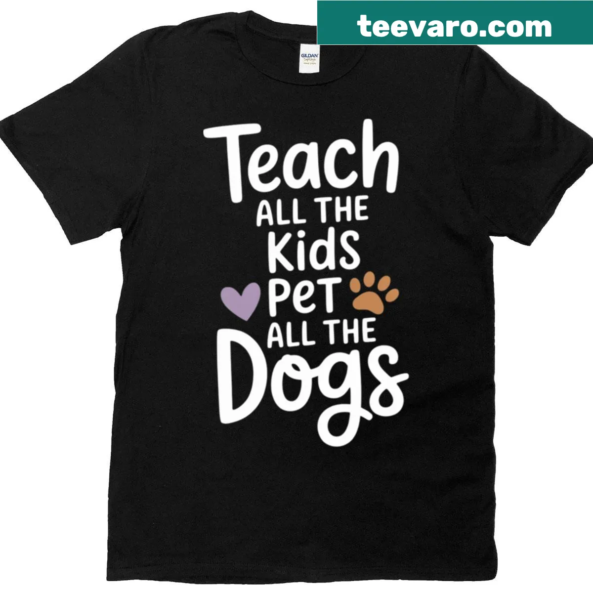 Teacher Dog Mama T-shirt with paw print and quote. — on a men's t-shirt