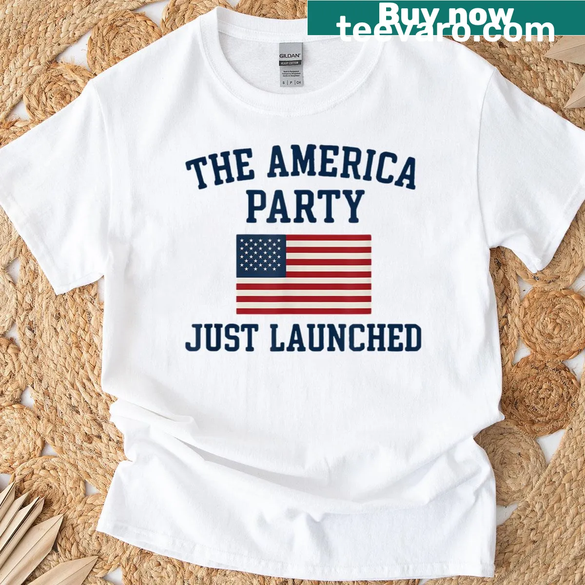 T-shirt with text: The America Party Just Launched New America Party — on a men's t-shirt