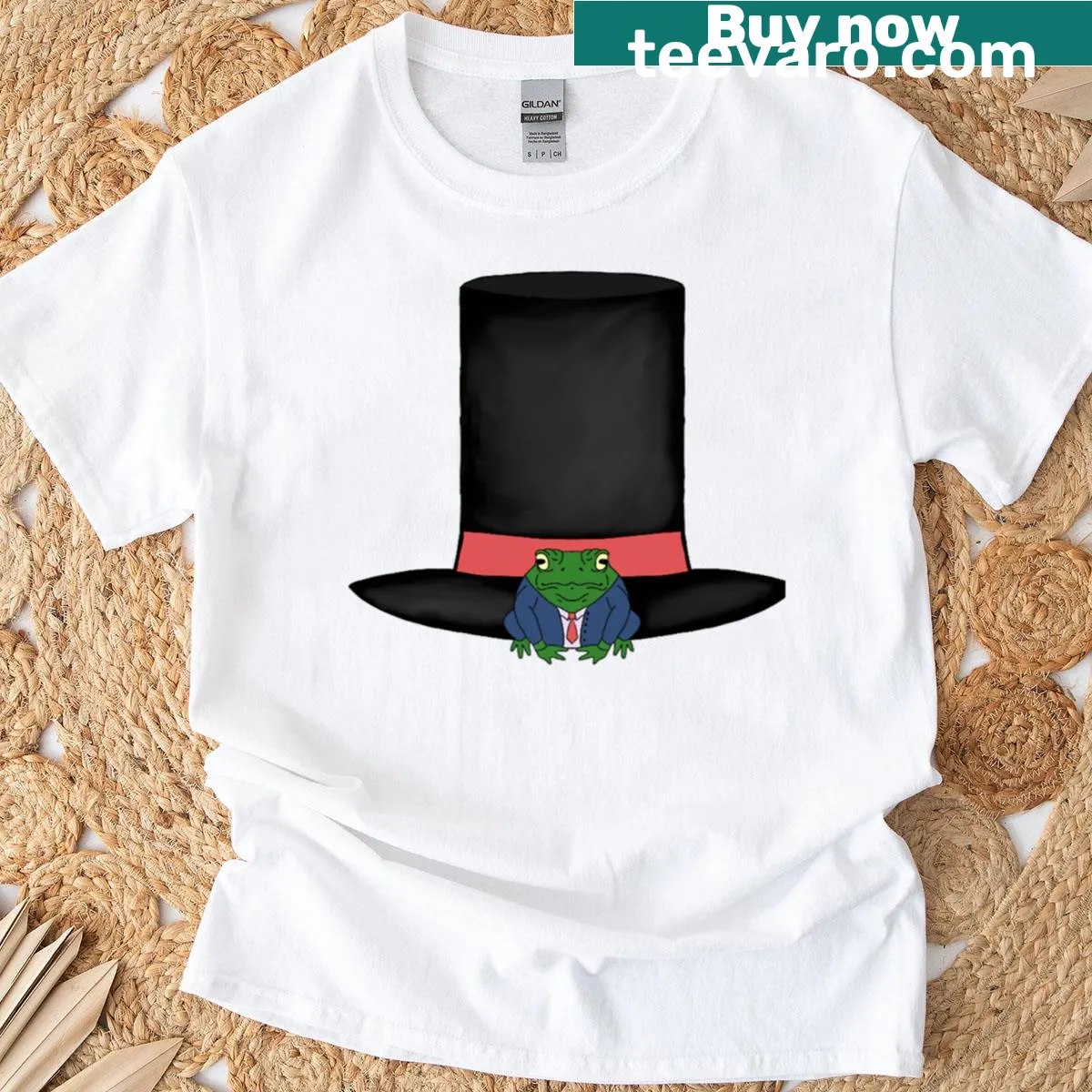 Cartoon frog graphic T-shirt designed for fun and humor — on a men's t-shirt