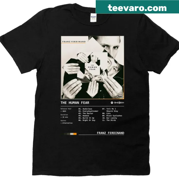 Bold typographic design inspired by Franz Ferdinand on a t-shirt